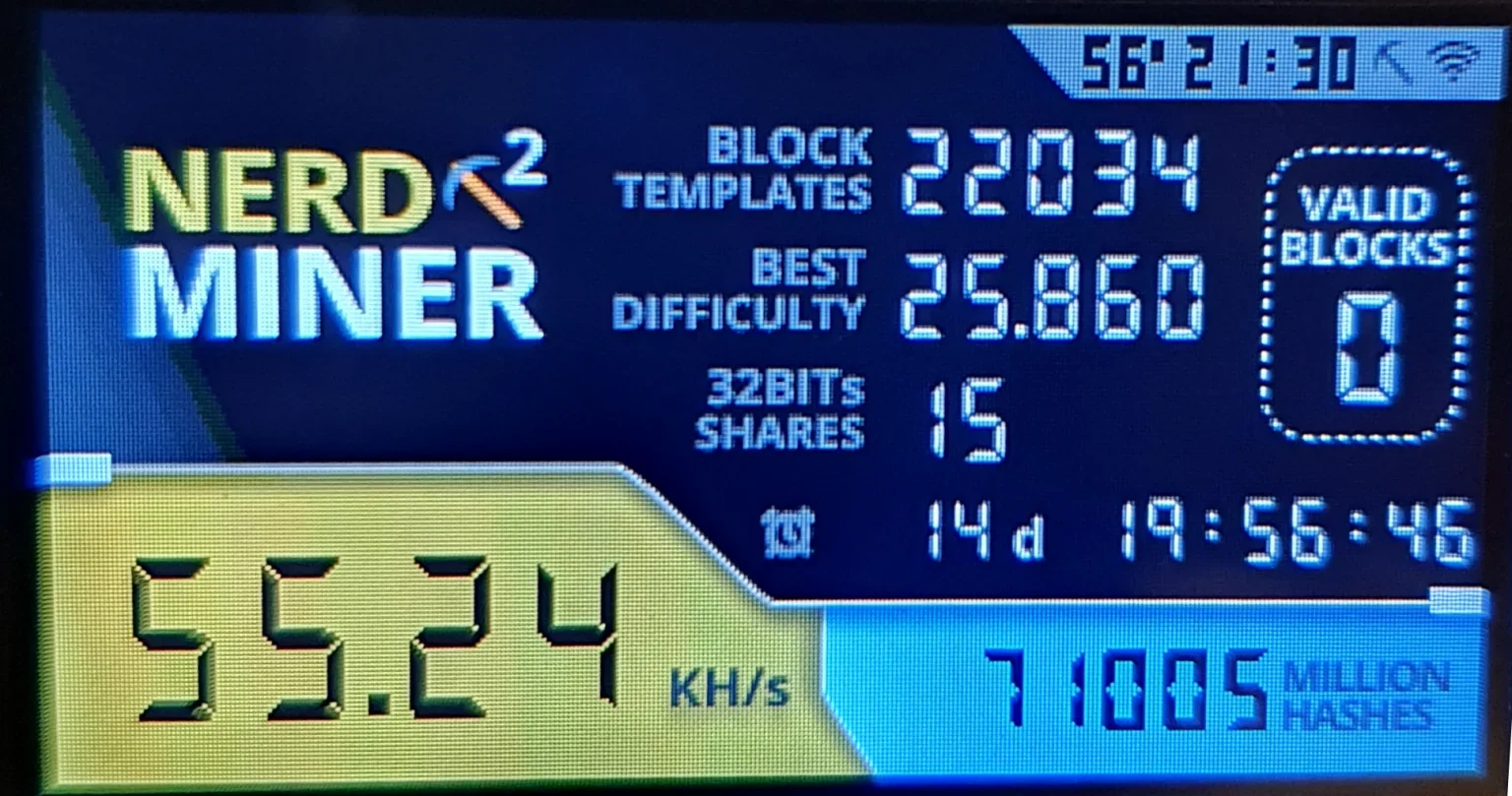 What The NerdMiner Display Shows